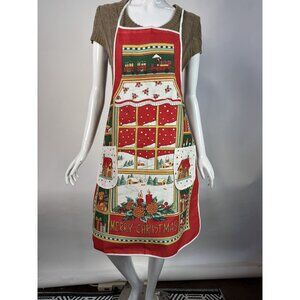 Vintage Christmas Apron With Festive Design & Merry Christmas Text